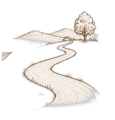 Hand-drawn winding path